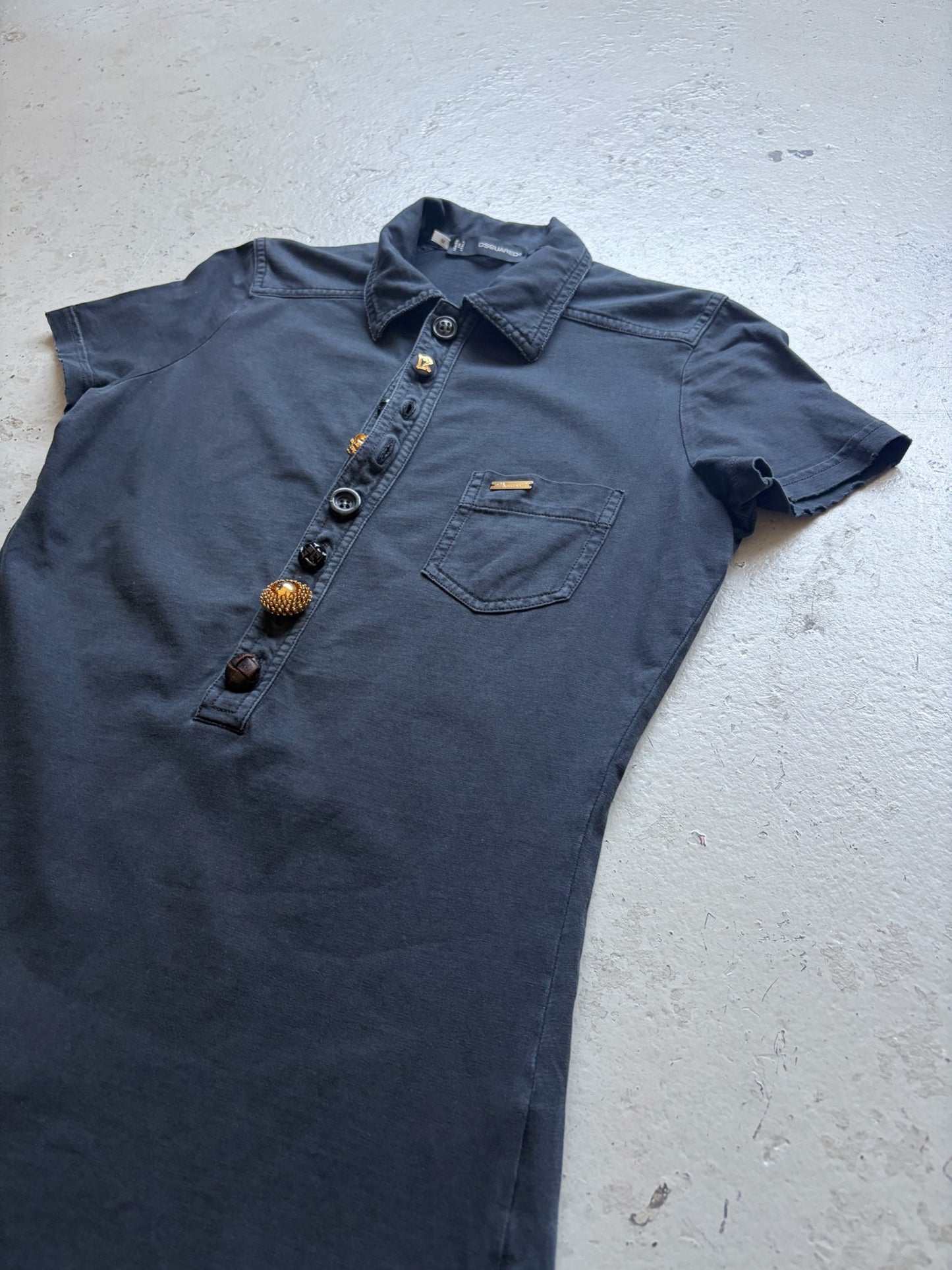 Dsquared2 Black Button Up Short Sleve Shirt (M)