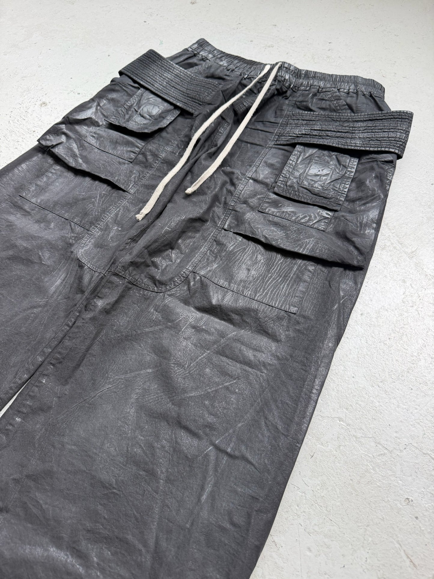 Rick Owens DRKSHDW Waxed Cotton Creatch Cargo Pants (XL)