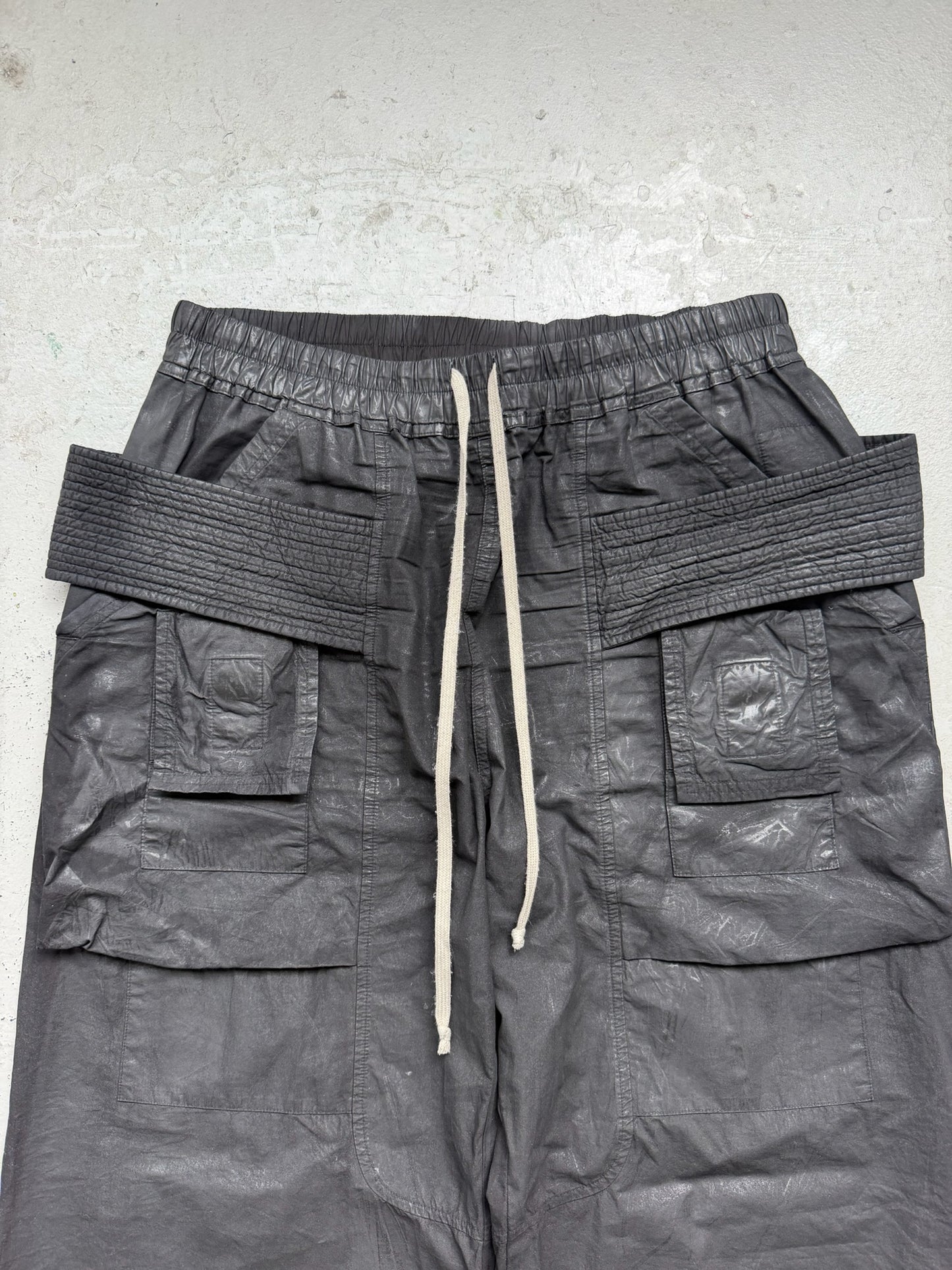 Rick Owens DRKSHDW Waxed Cotton Creatch Cargo Pants (XL)