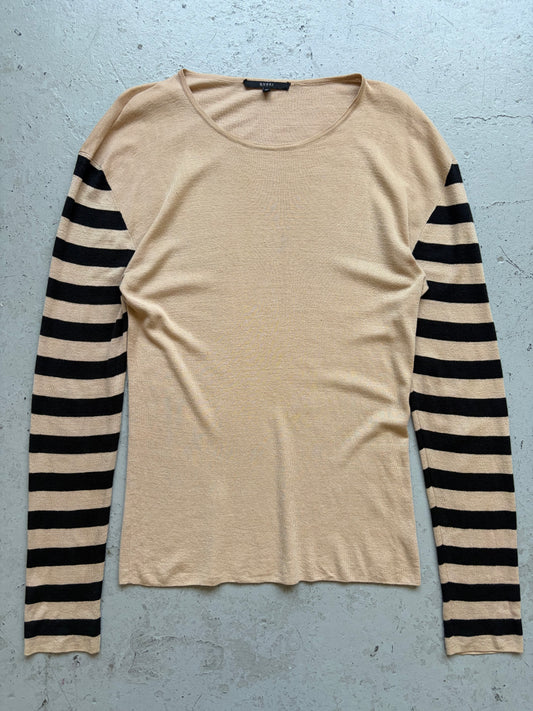 Gucci Tan Striped Sleeve Sweater (L)