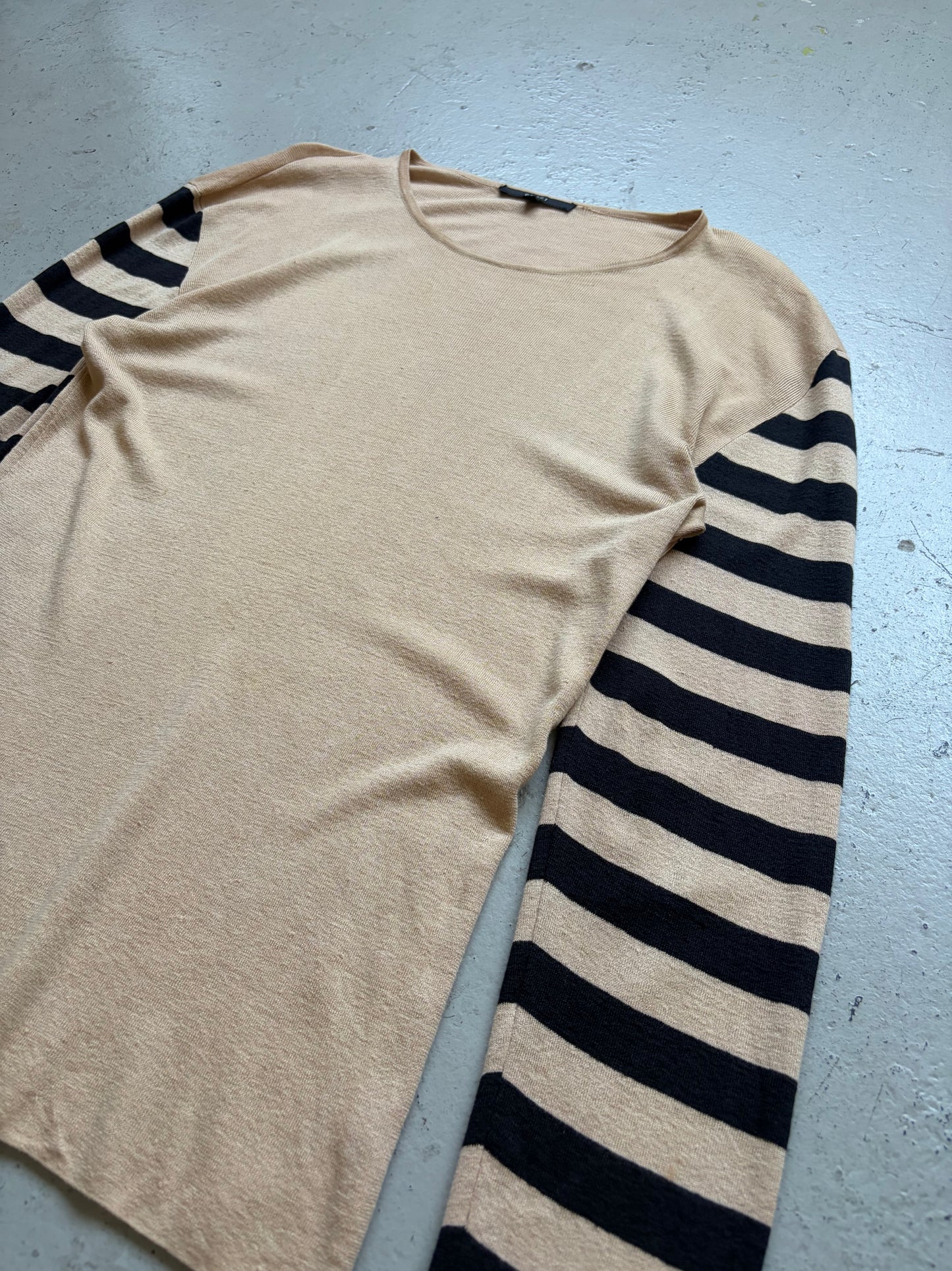 Gucci Tan Striped Sleeve Sweater (L)