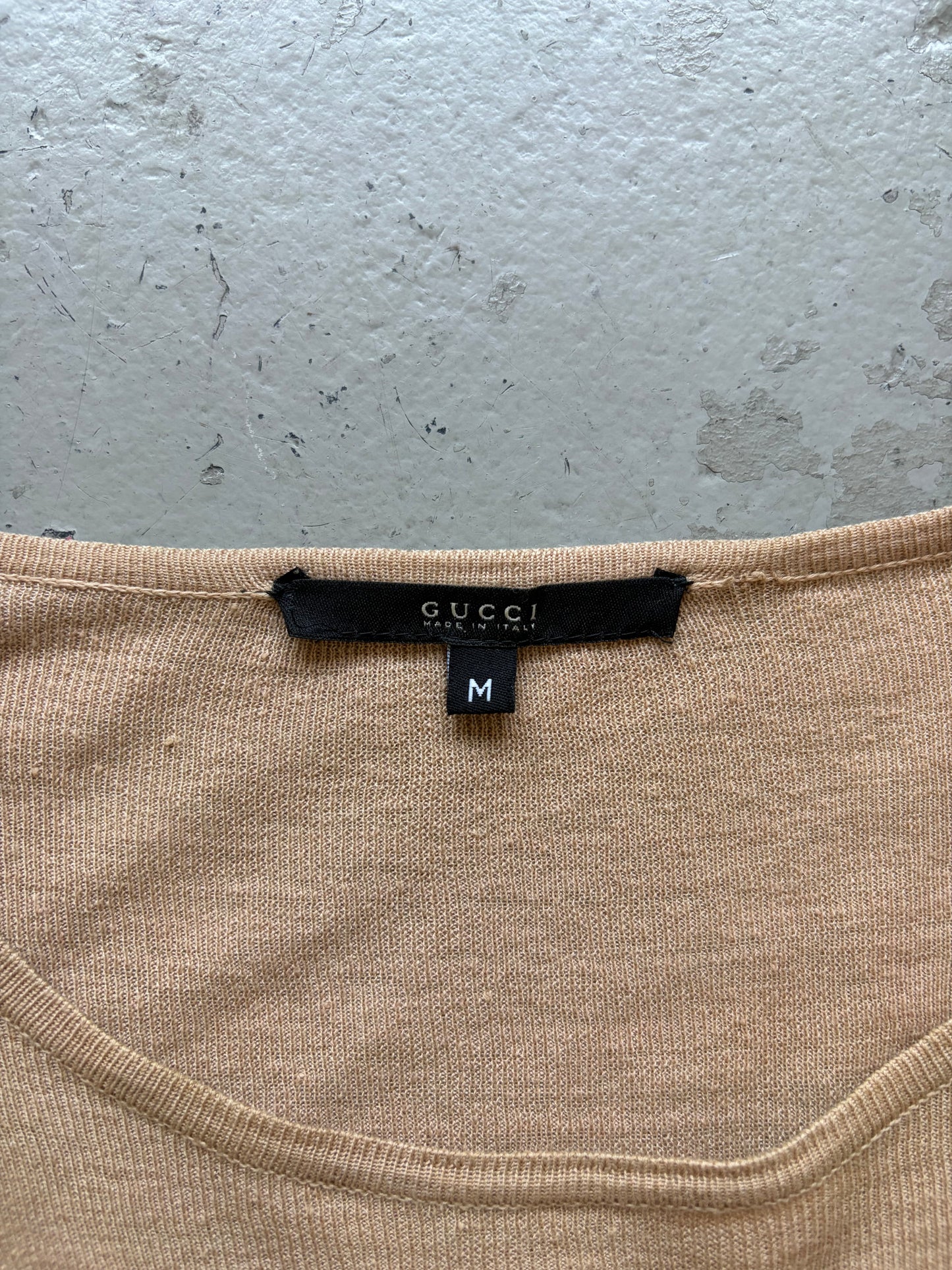 Gucci Tan Striped Sleeve Sweater (L)
