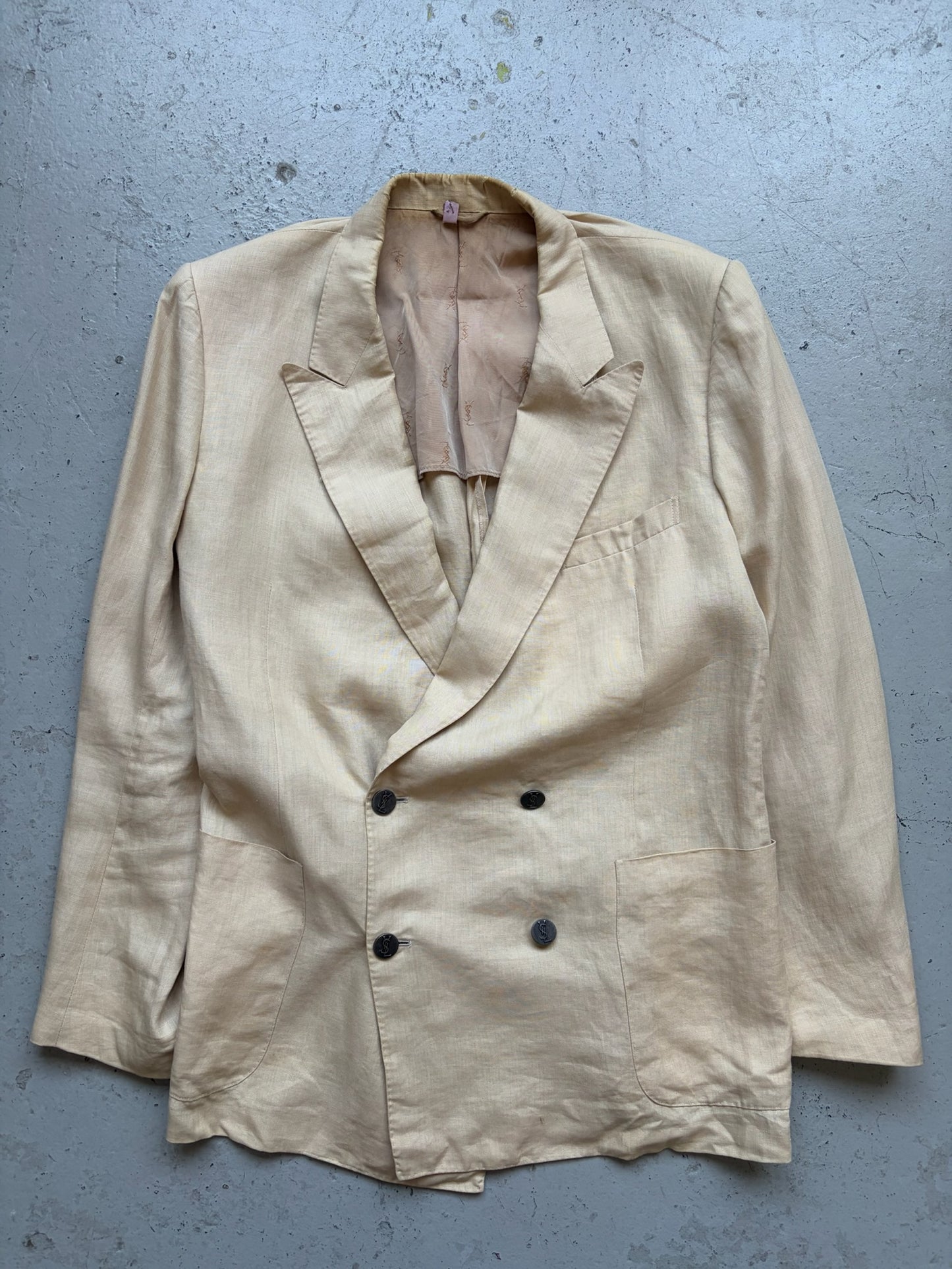 Yves Saint Laurent Khacki Linen Blazer (52)