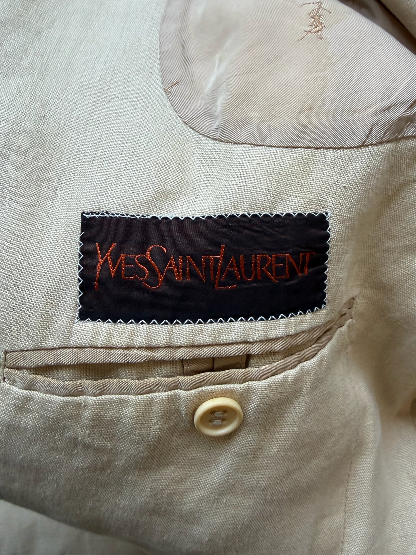 Yves Saint Laurent Khacki Linen Blazer (52)
