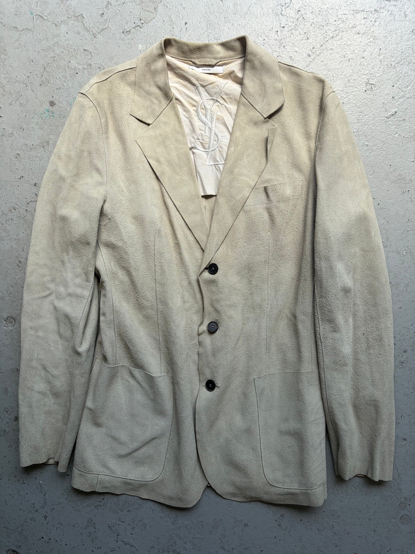 Yves Saint Laurent Grey Suede Blazer (48)