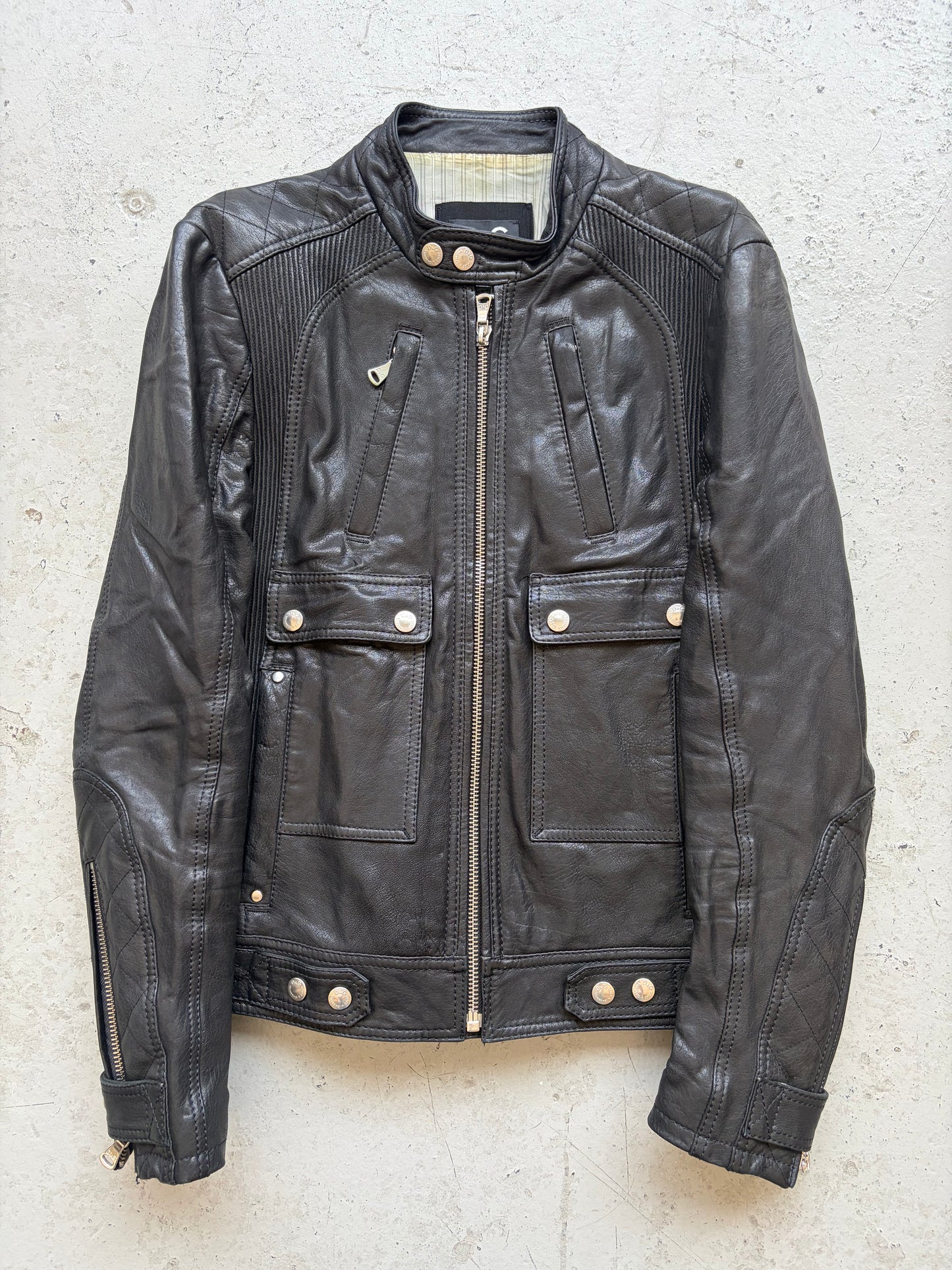 Dolce & Gabbana Multi Pocket Black Leather Jacket (50)