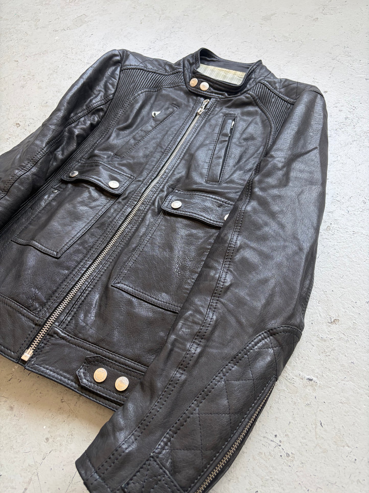 Dolce & Gabbana Multi Pocket Black Leather Jacket (50)