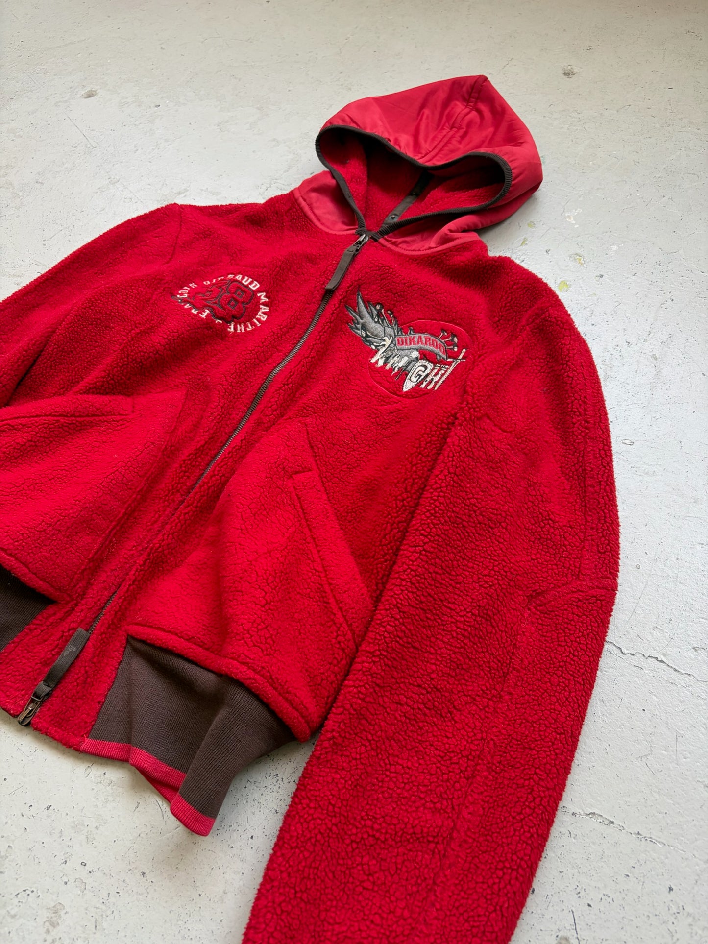 Marithe Francois Girbaud Dikaroo Knight Red Fleece Zip Up Hoodie (50)