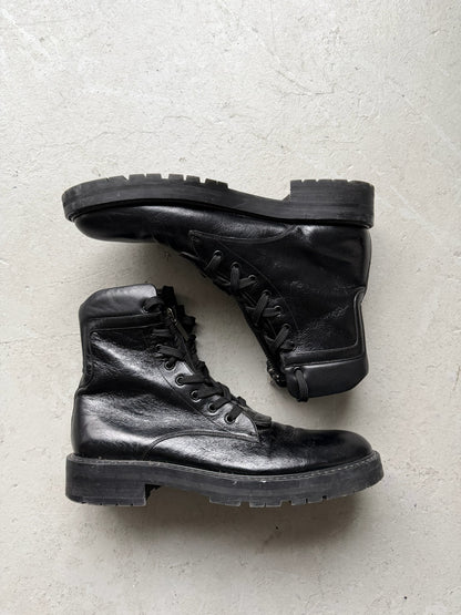 Saint Laurent Paris Leather William Whipstitch Combat Boot (46)