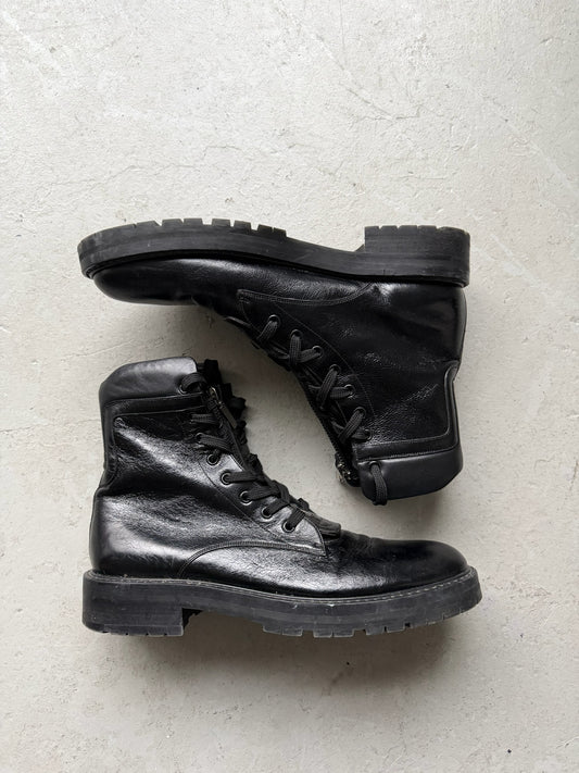 Saint Laurent Paris Leather William Whipstitch Combat Boot (46)