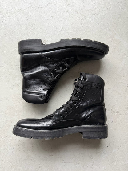 Saint Laurent Paris Leather William Whipstitch Combat Boot (46)