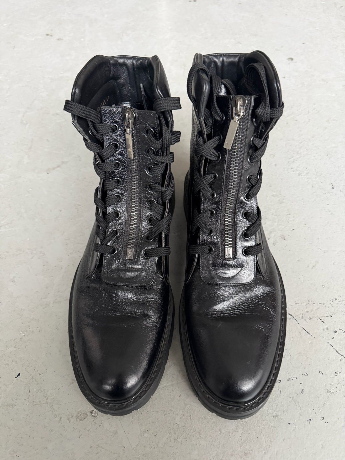 Saint Laurent Paris Leather William Whipstitch Combat Boot (46)