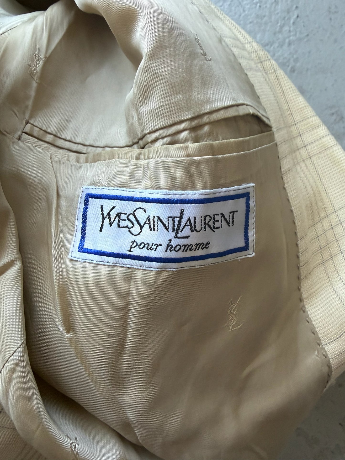 Yves Saint Laurent Tan Plaid Blazer (50)