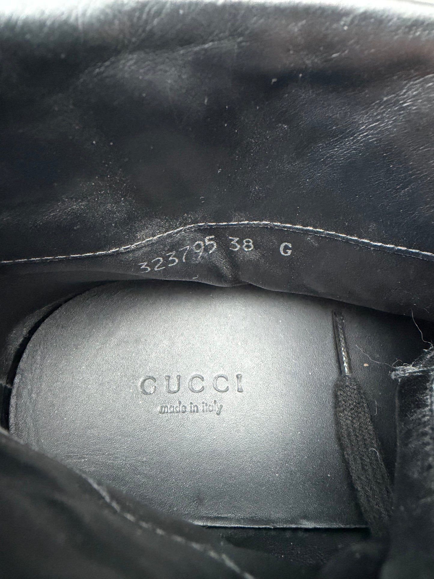 Gucci Brooklyn Black Leather Studded Sneakers (38)