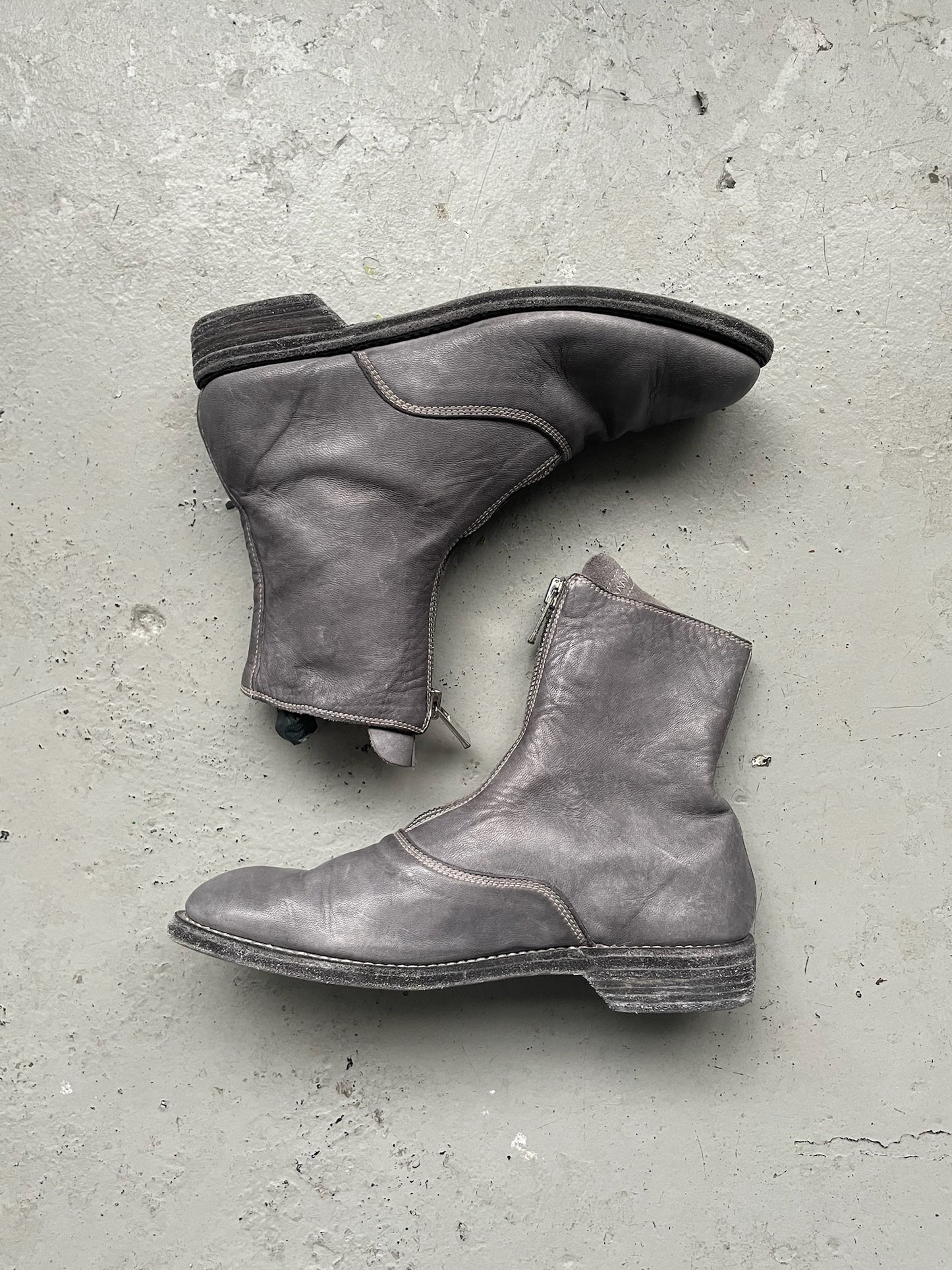 Guidi 210W Grey Soft Horse Leather Front Zip Boots (37.5)