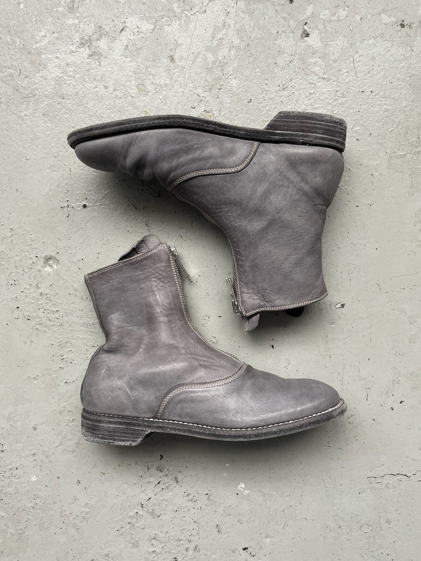 Guidi 210W Grey Soft Horse Leather Front Zip Boots (37.5)