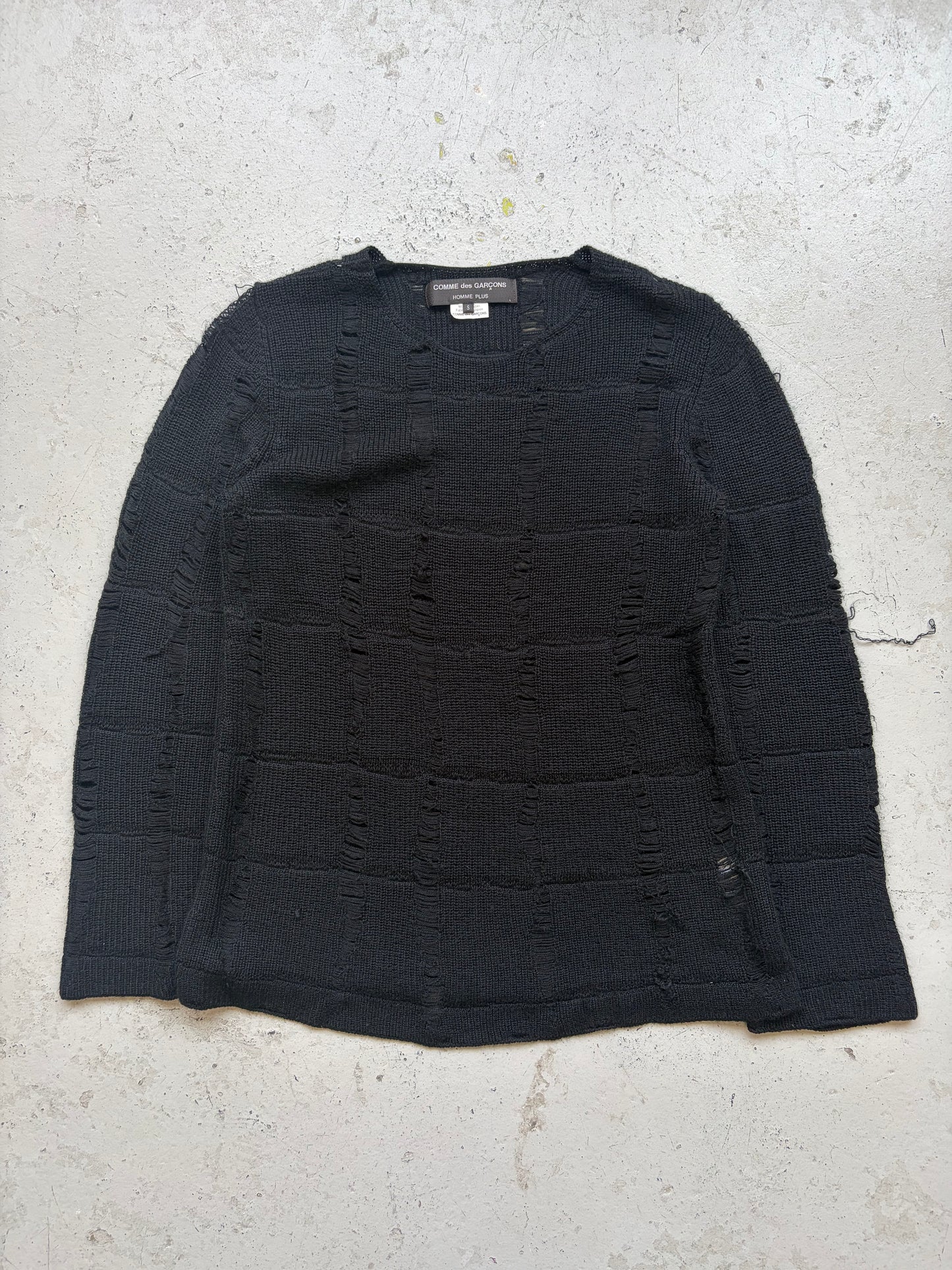 Comme Des Garcons 2012 Black Distressed Wool Sweater (S)
