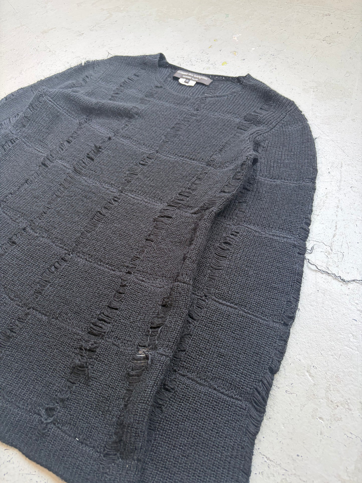 Comme Des Garcons 2012 Black Distressed Wool Sweater (S)