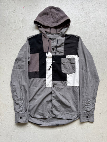 Comme Des Garcons Black Hooded Patchwork Sweatshirt (S)
