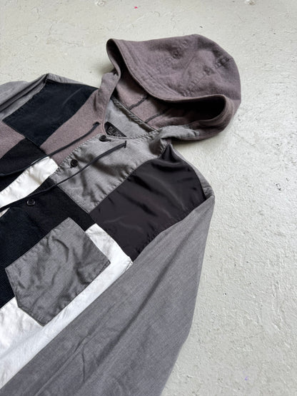 Comme Des Garcons Black Hooded Patchwork Sweatshirt (S)
