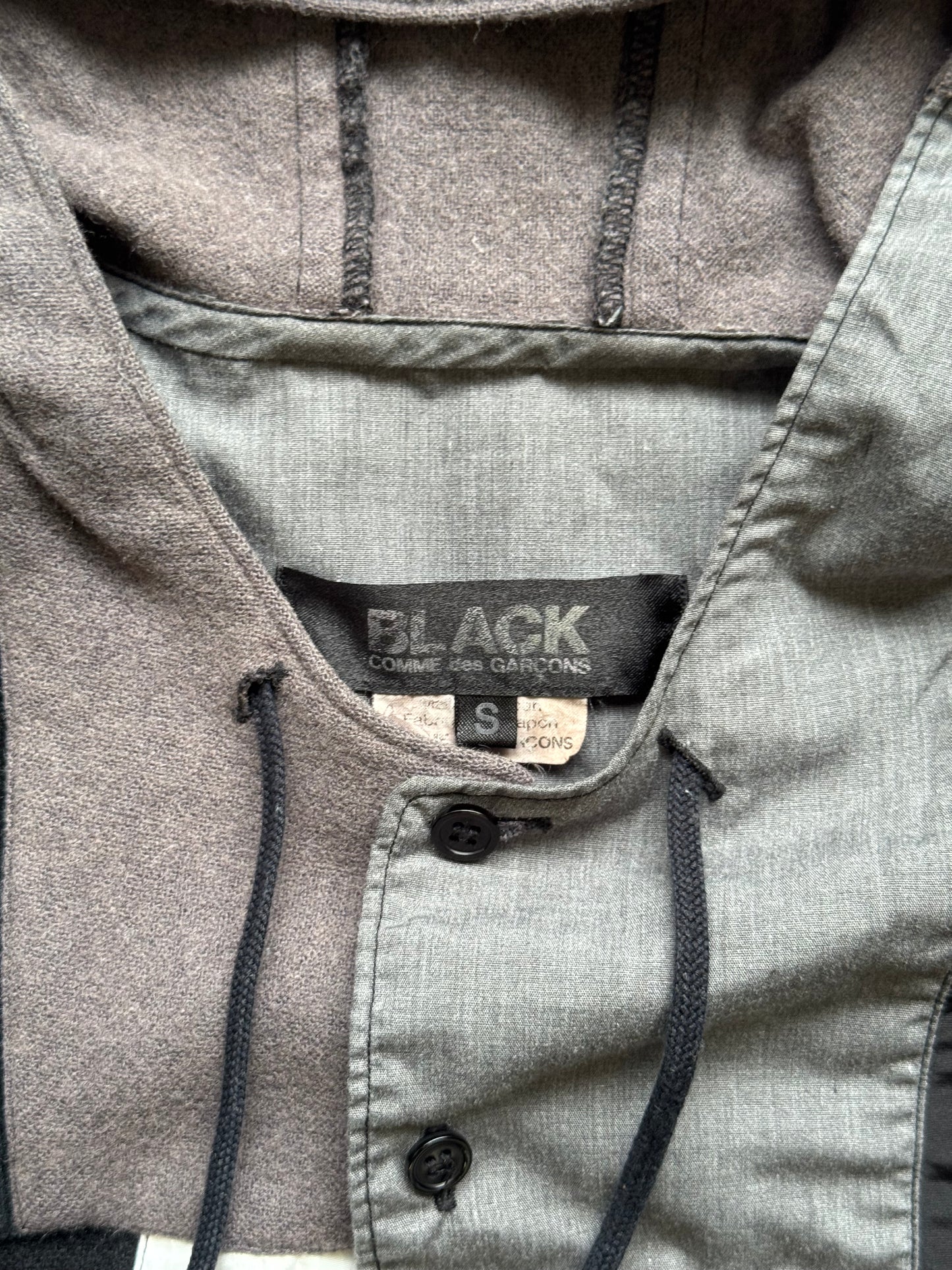 Comme Des Garcons Black Hooded Patchwork Sweatshirt (S)