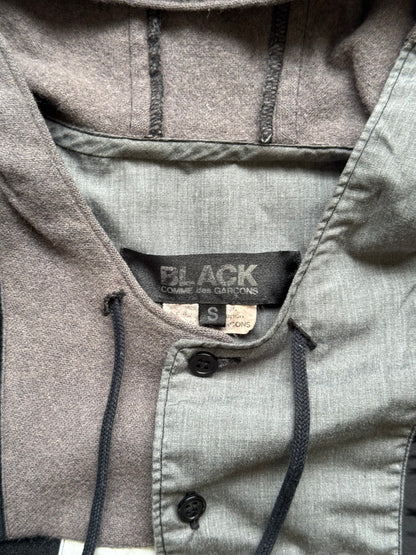 Comme Des Garcons Black Hooded Patchwork Sweatshirt (S)