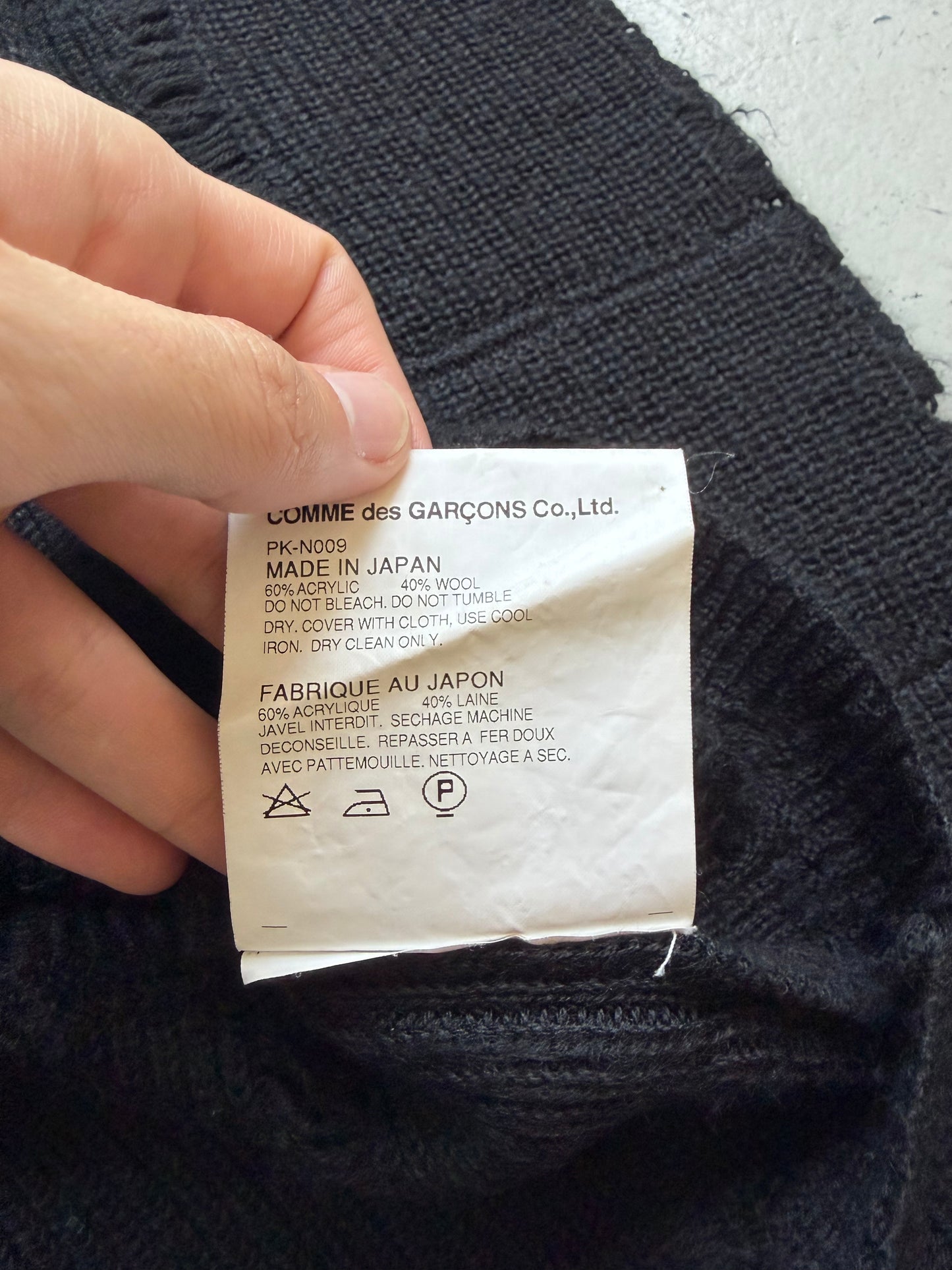 Comme Des Garcons 2012 Black Distressed Wool Sweater (S)
