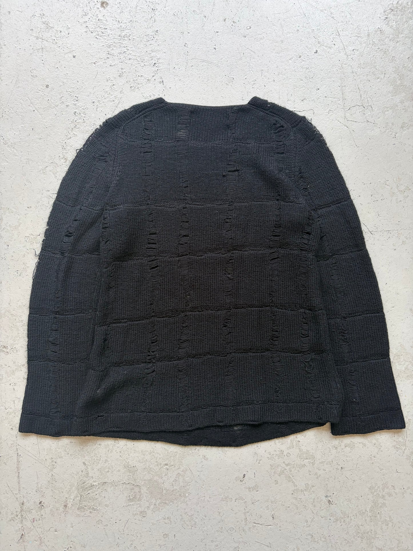 Comme Des Garcons 2012 Black Distressed Wool Sweater (S)