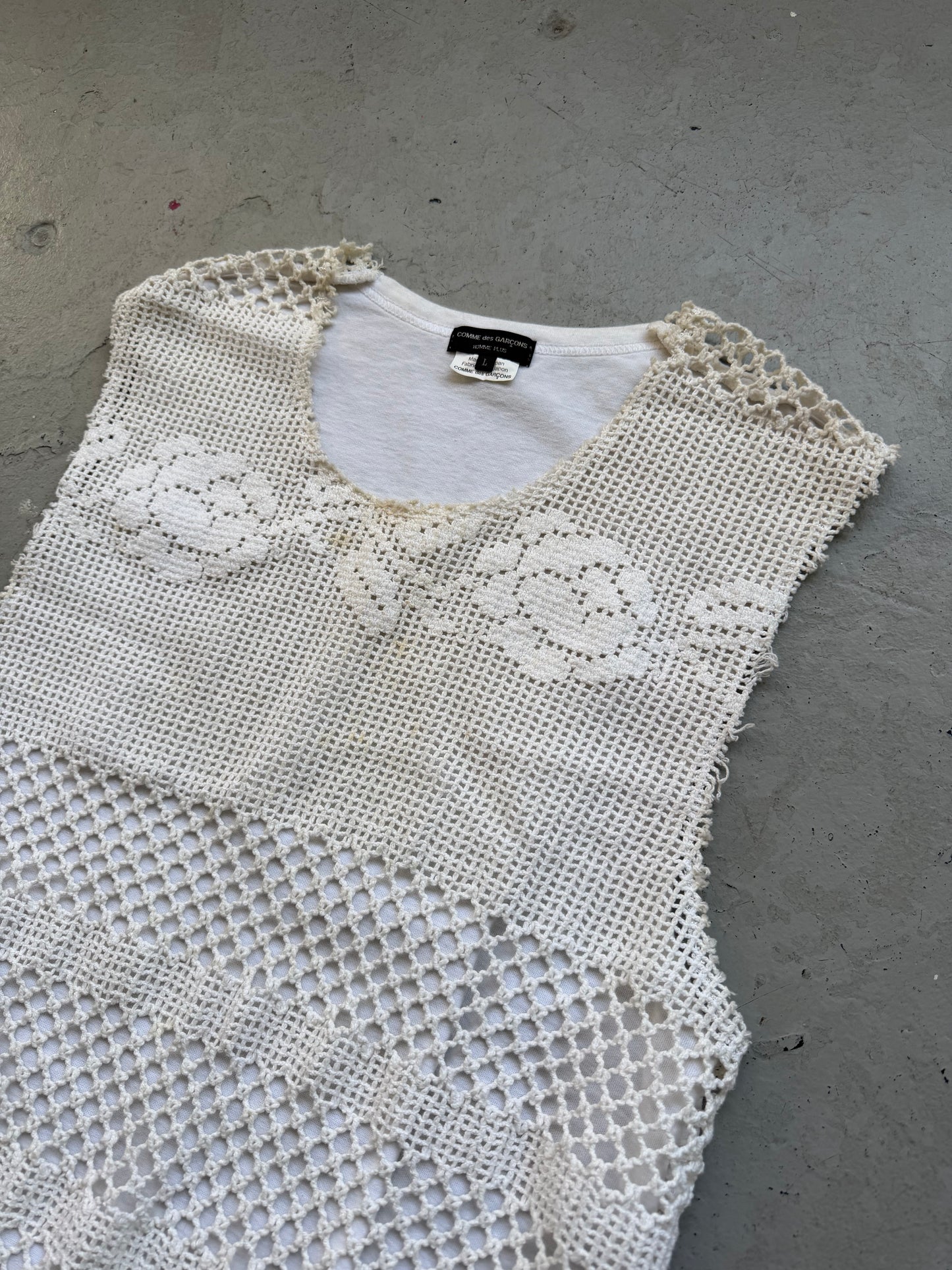 Comme Des Garcons Homme Plus White Crochet Vest (L)