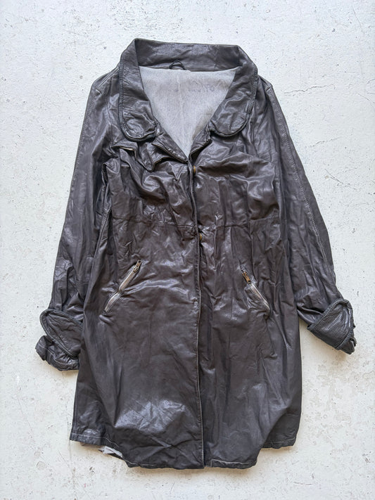 Giorgio Brato Black Leather Trench Coat (46)
