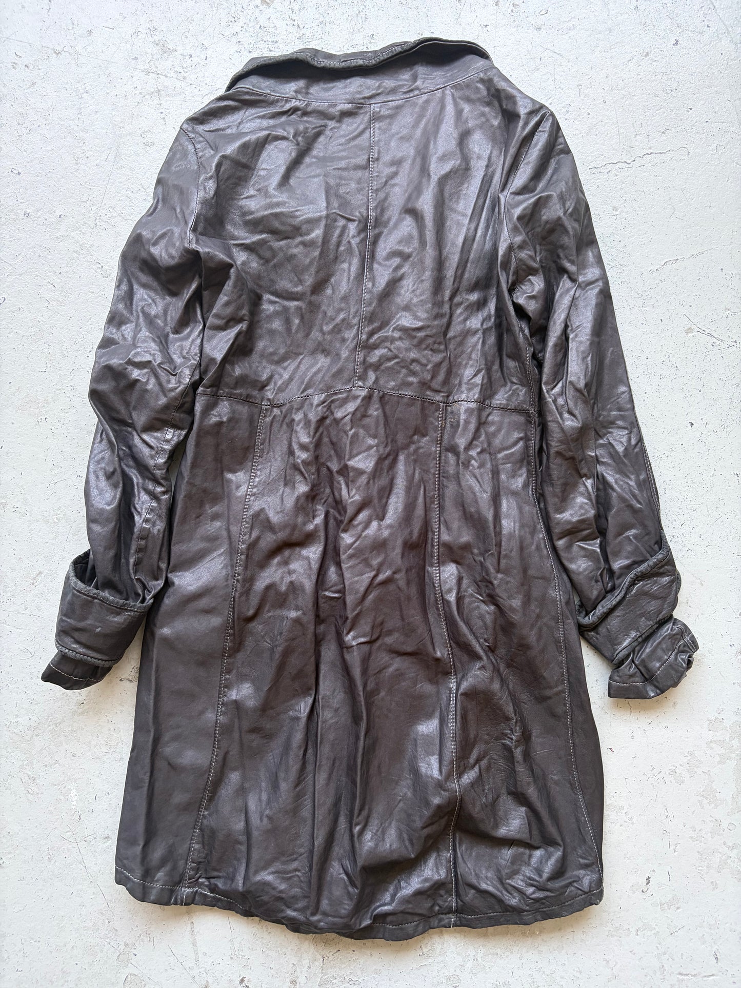 Giorgio Brato Black Leather Trench Coat (46)