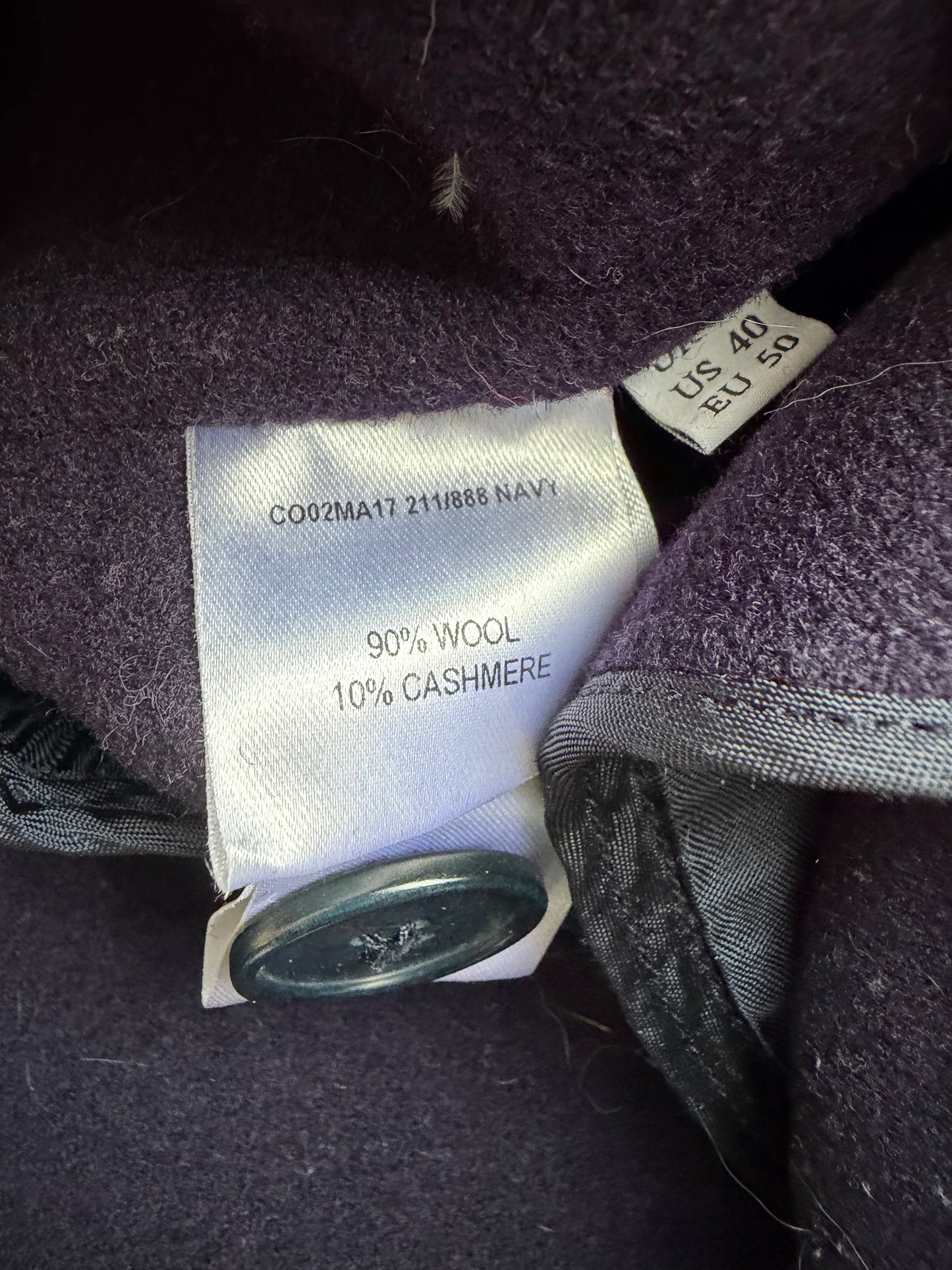 JW Anderson Navy Wool/Cashmere Blend Coat (50)