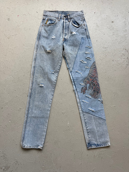 Armani Jeans 1990s Oriental Tiger Applique Washed Denim (30)