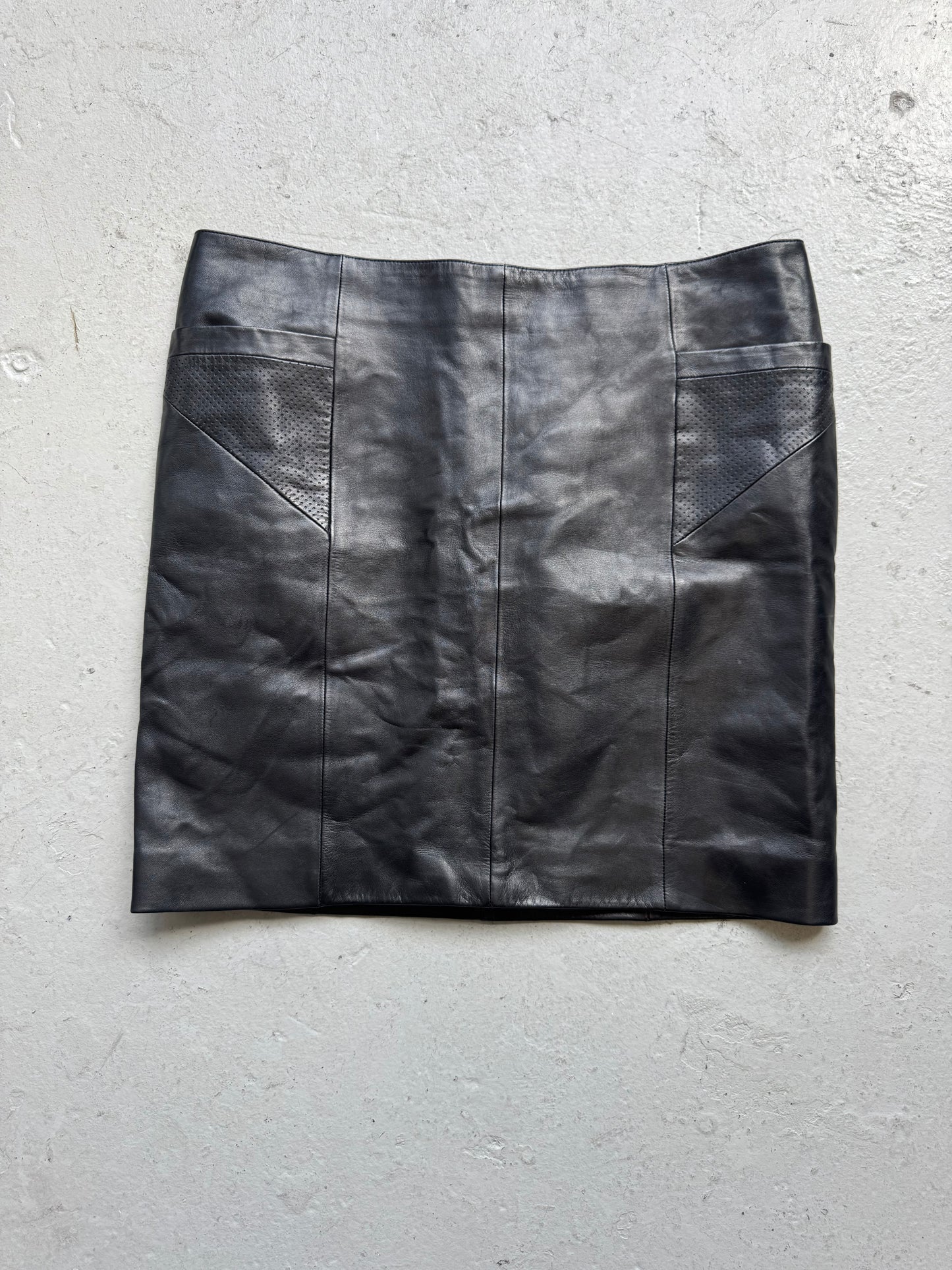 Saint Laurent Paris Leather Skirt (42)