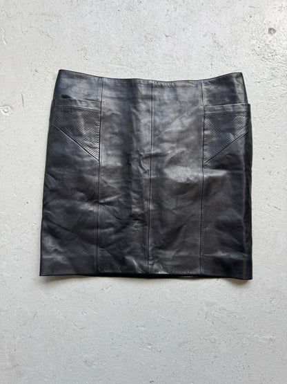 Saint Laurent Paris Leather Skirt (42)