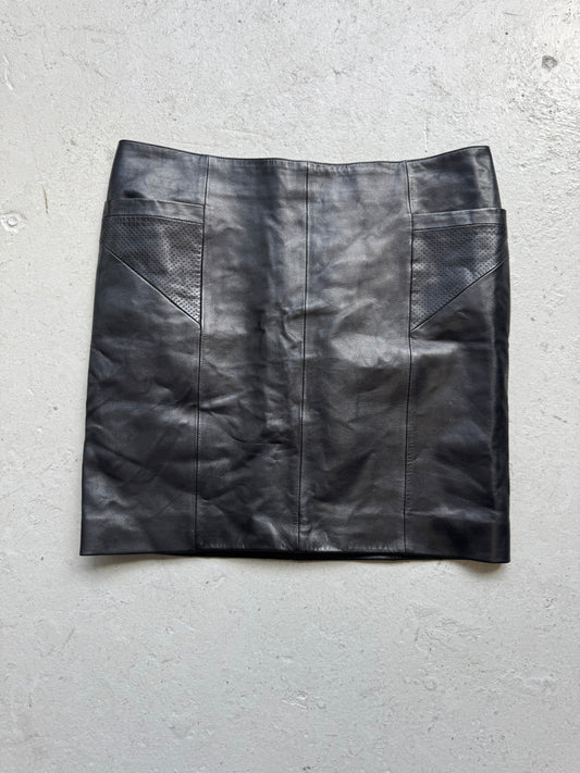 Saint Laurent Paris Leather Skirt (42)