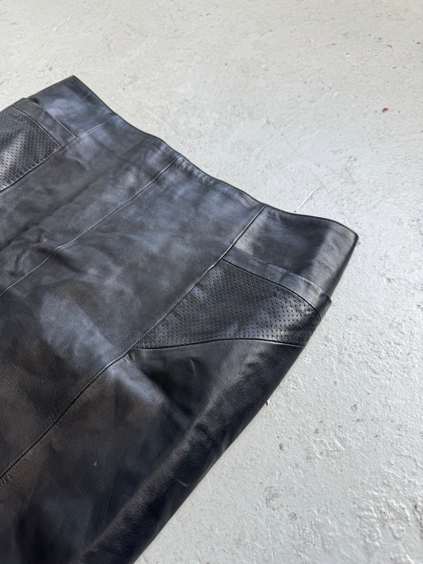 Saint Laurent Paris Leather Skirt (42)