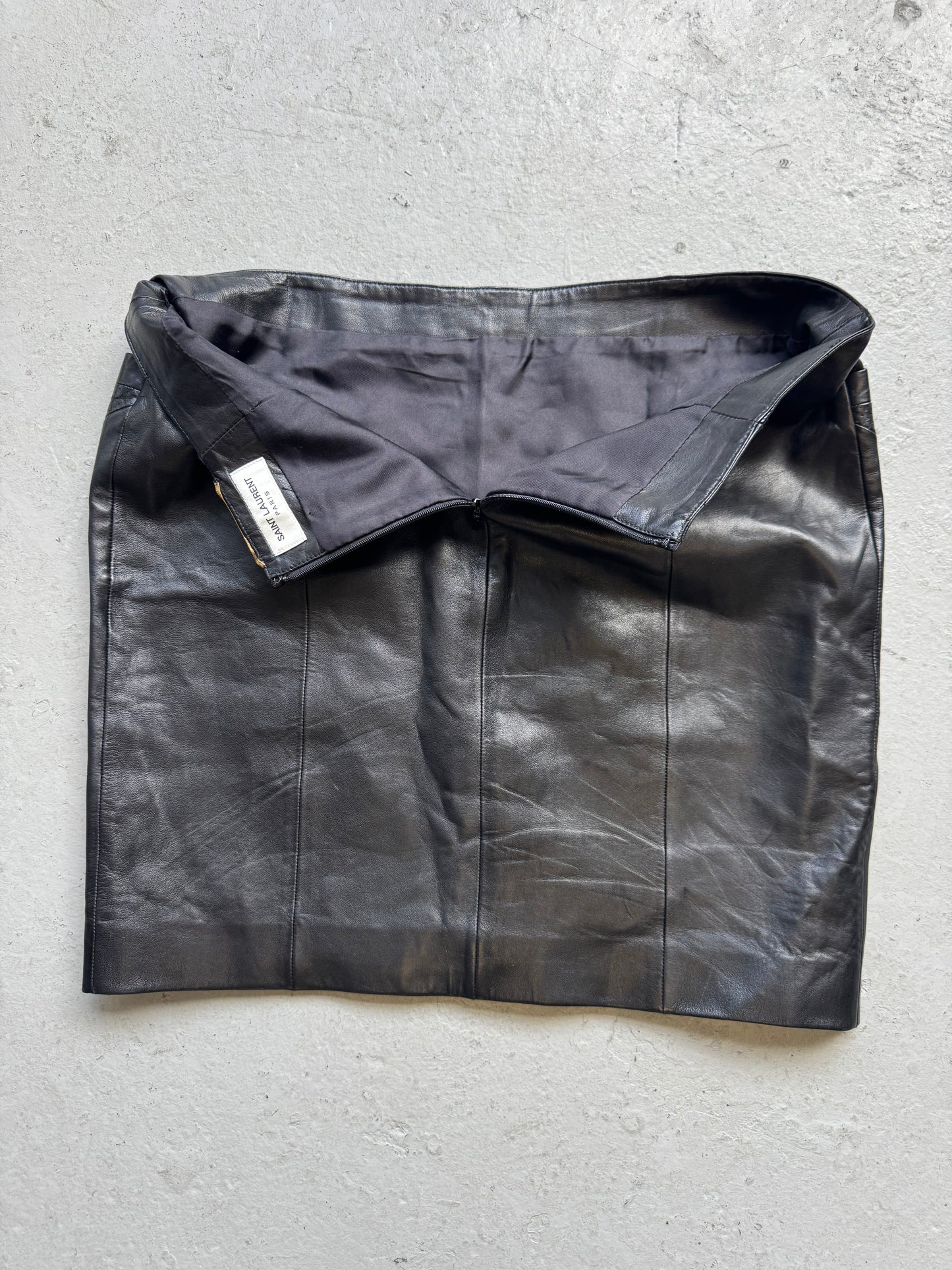 Saint Laurent Paris Leather Skirt (42)