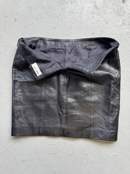 Saint Laurent Paris Leather Skirt (42)