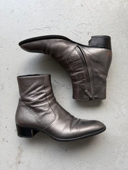 Saint Laurent Paris Silver Wyatt Boots (44)