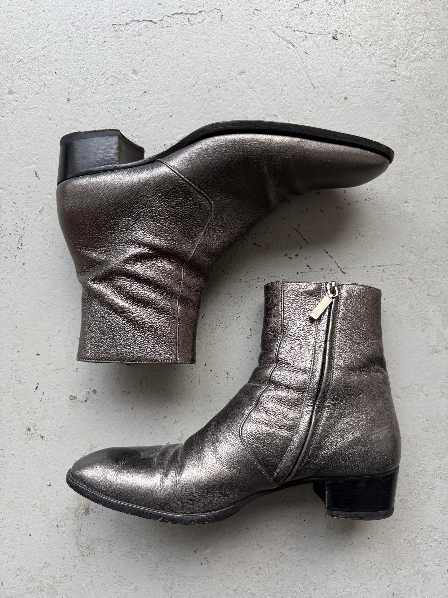 Saint Laurent Paris Silver Wyatt Boots (44)
