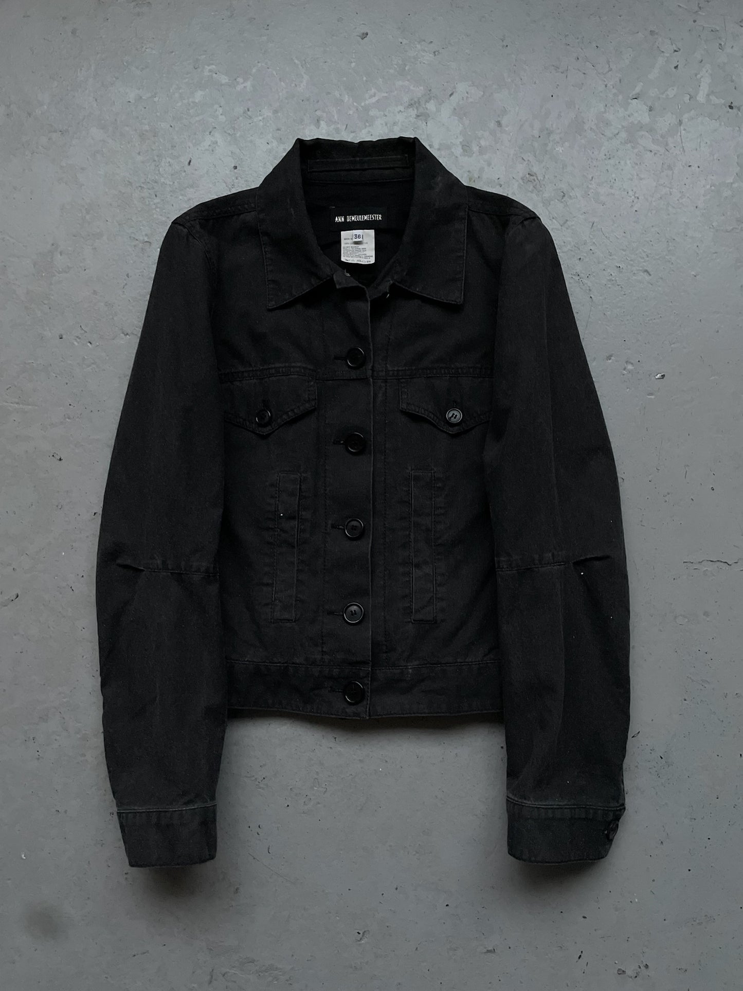 Ann Demeulemeester FW00 Charcoal Glitter Trucker Jacket (36)