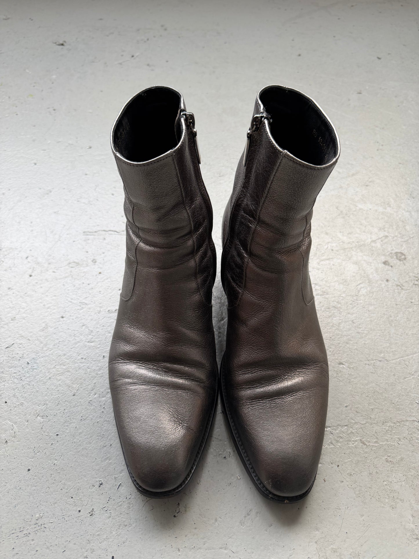 Saint Laurent Paris Silver Wyatt Boots (44)