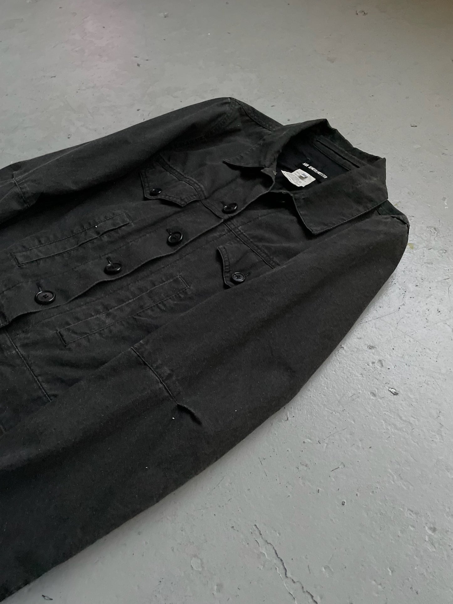 Ann Demeulemeester FW00 Charcoal Glitter Trucker Jacket (36)
