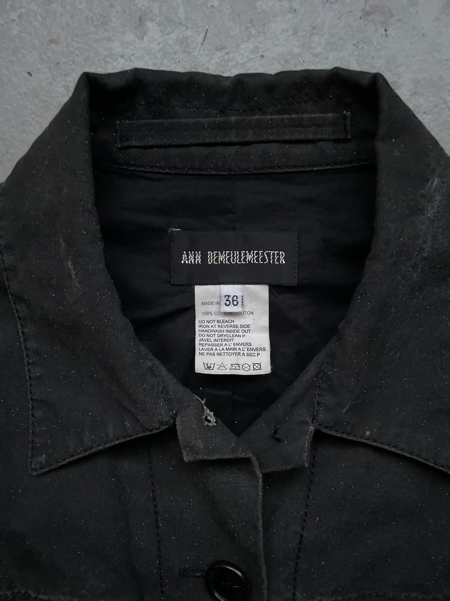 Ann Demeulemeester FW00 Charcoal Glitter Trucker Jacket (36)
