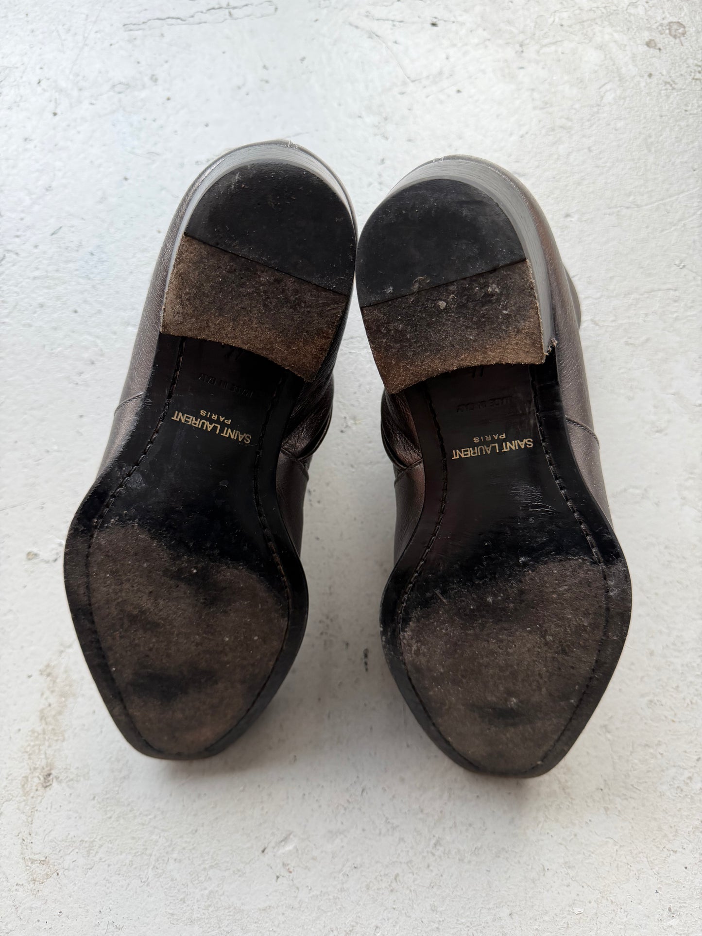 Saint Laurent Paris Silver Wyatt Boots (44)