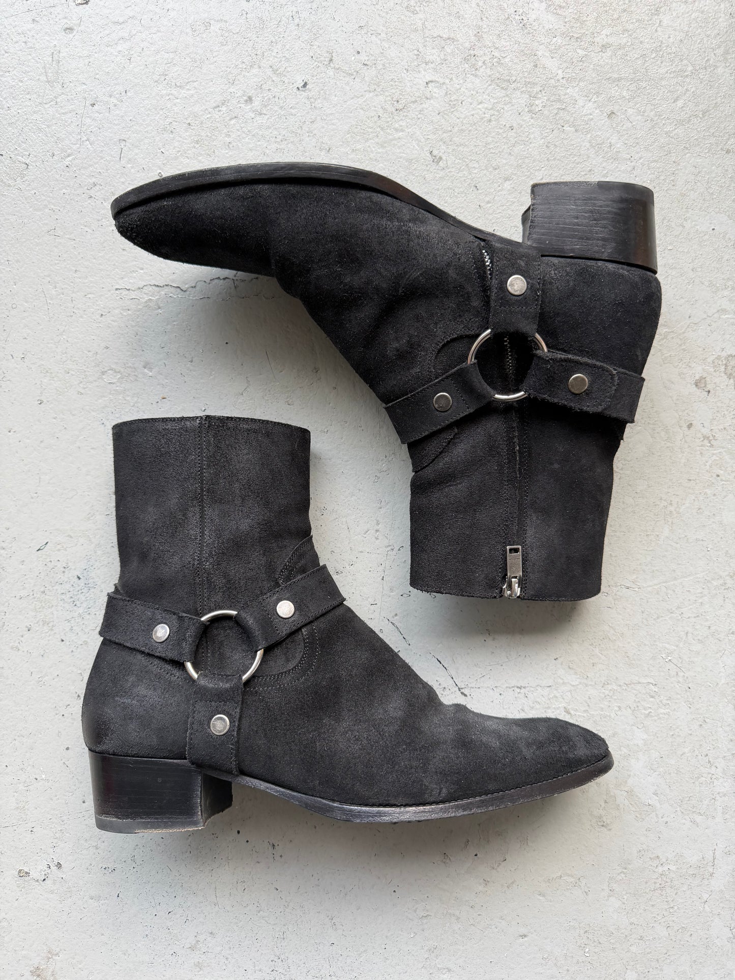 Saint Laurent Paris Suede Harness Wyatt Boots (44)