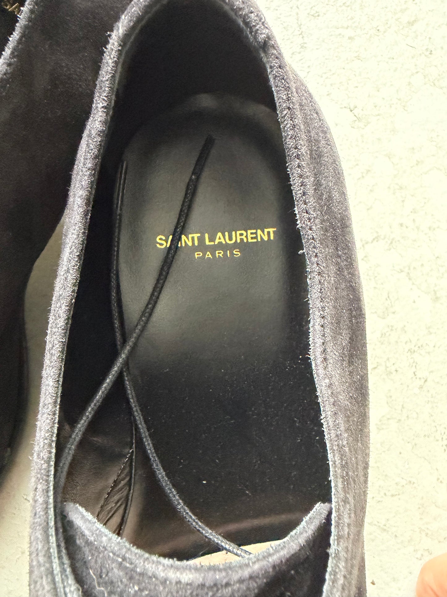 Saint Laurent Paris Lace Up Suede Derby (44)