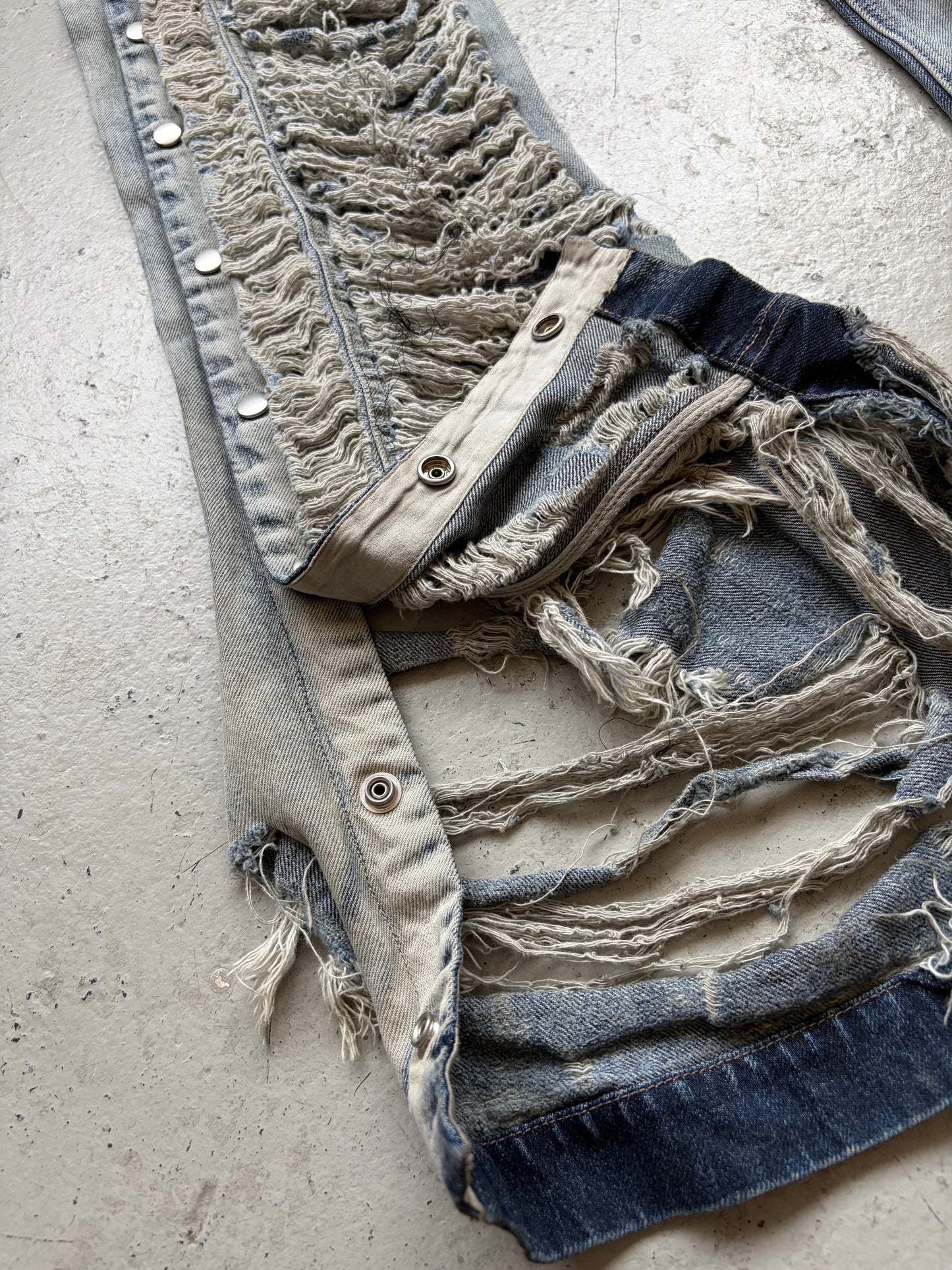 Rick Owens DRKSHDW FW23 Mineral Pear Shredded Pusher Denim (XL)