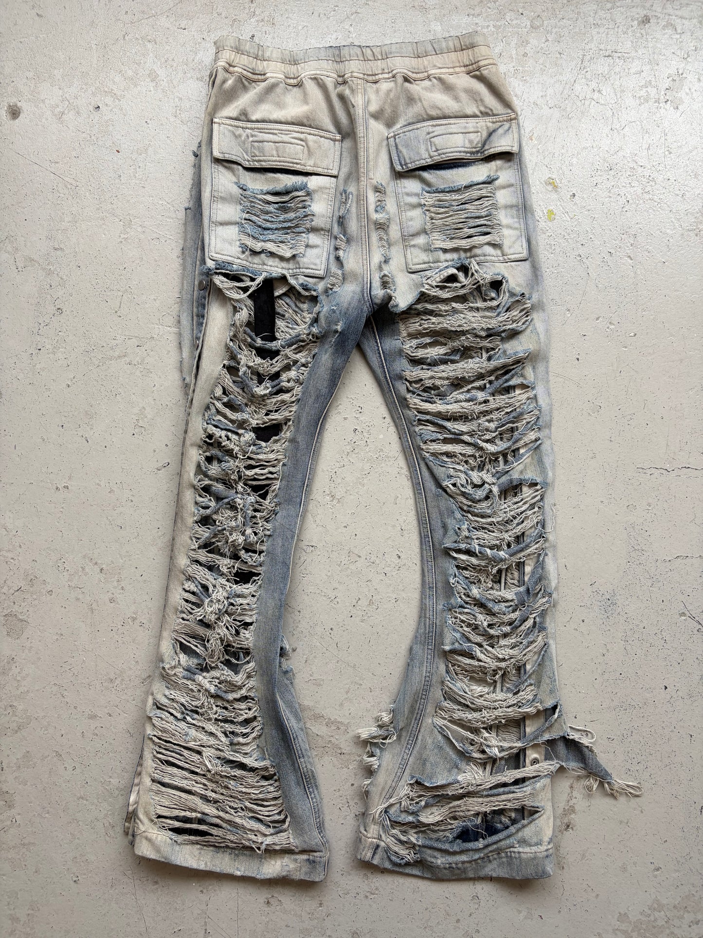 Rick Owens DRKSHDW FW23 Mineral Pear Shredded Pusher Denim (XL)